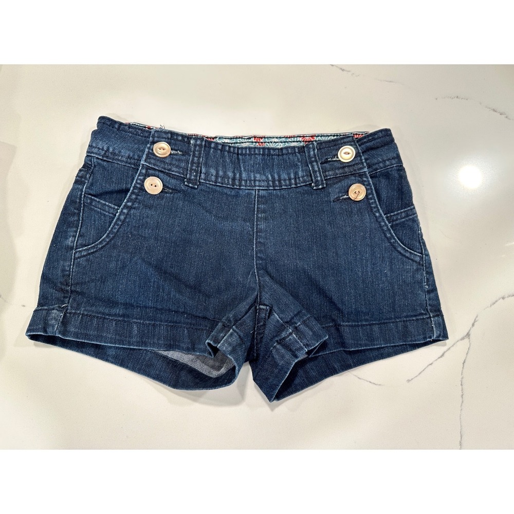 Zanadi Womens Dark Wash Sailor Button Denim Shorts‎ Blue Size 3 Nautical Cuffed